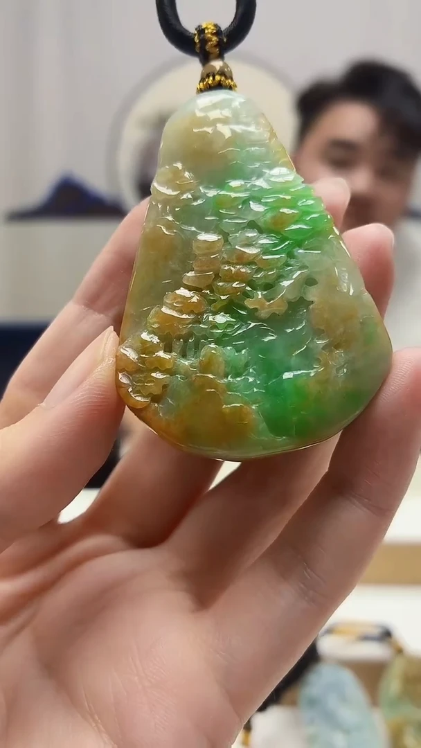 未镶嵌定制翡翠5060zm-毛货挂件23山水