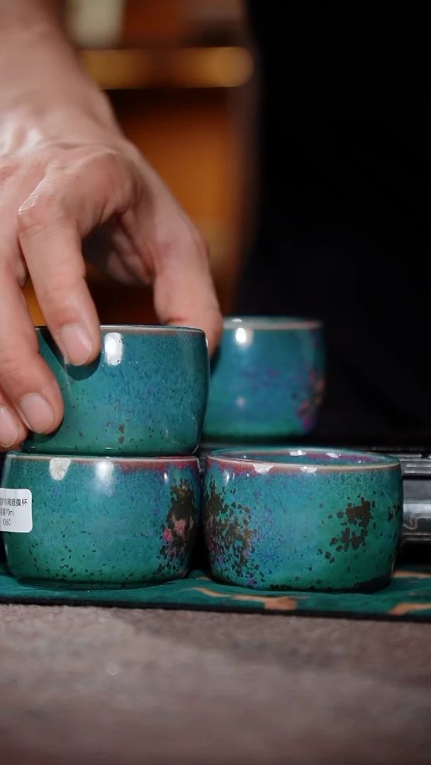 189-4鼓腹杯（王建勋 炉钧釉）窑变随机