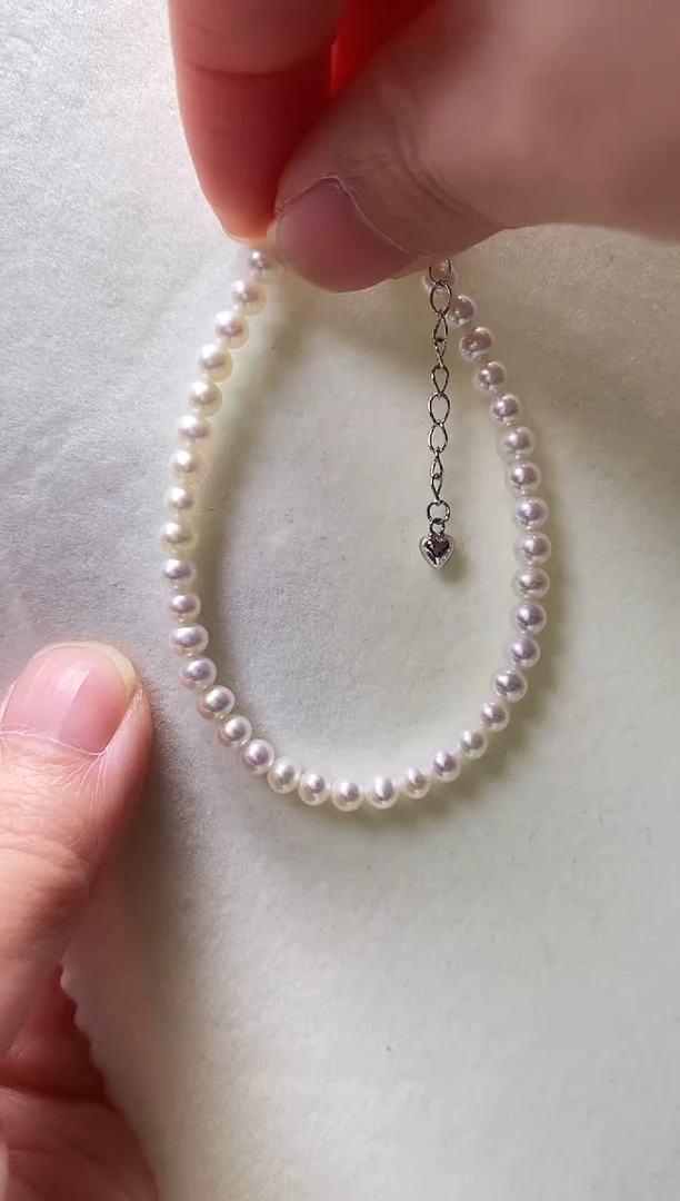 银S925镶嵌手链淡水珍珠4-4.5mm近正圆