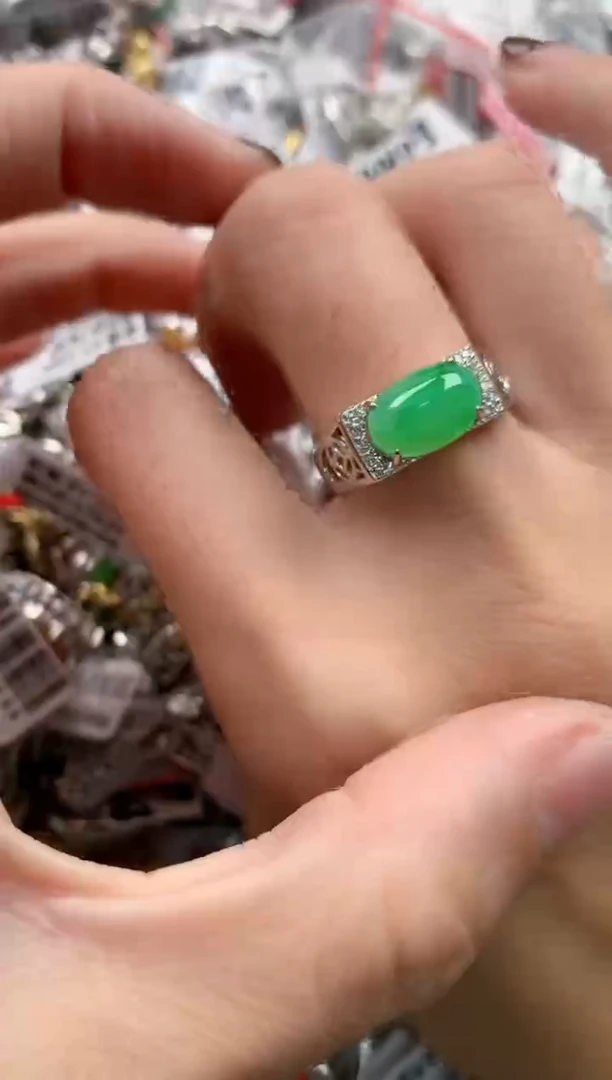 银S925镶嵌戒指翡翠444   6