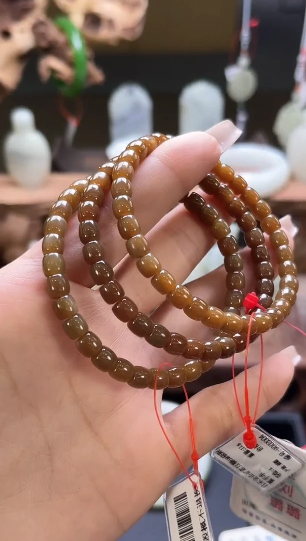【闪购商品】和田玉手串未镶嵌且末金山糖卡6极限弧
