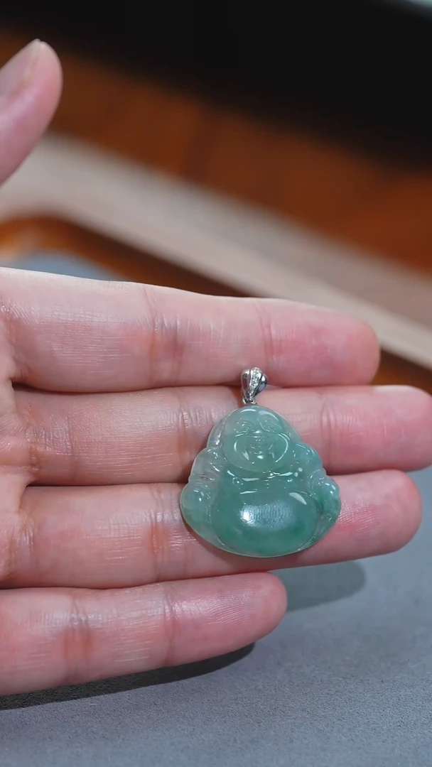 吊坠(不含链)18K金镶嵌翡翠佛公