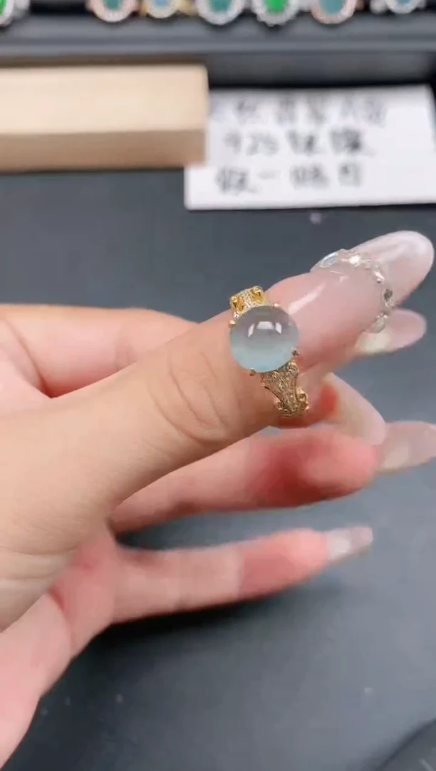 银S925镶嵌戒指翡翠11111111