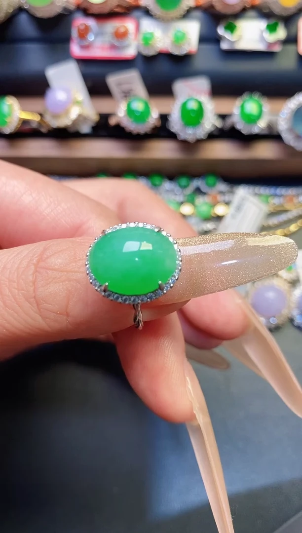 银S925镶嵌戒指翡翠天然