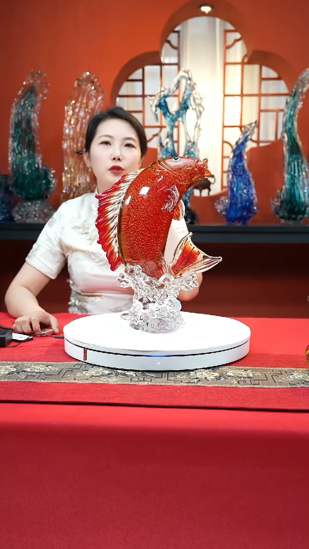 琉璃手工艺品红色锦鲤