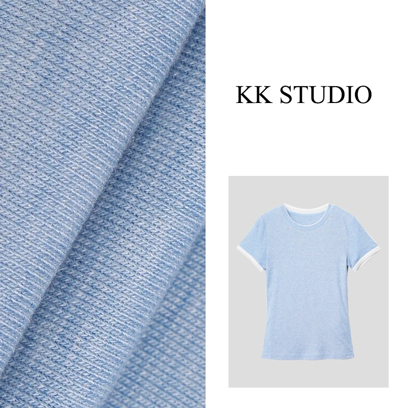 淇老板KK Studio25年早春新款简约拼接假两件圆领百搭短袖8767