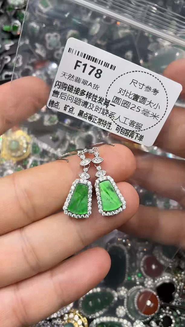 颈饰未镶嵌翡翠F178耳钩