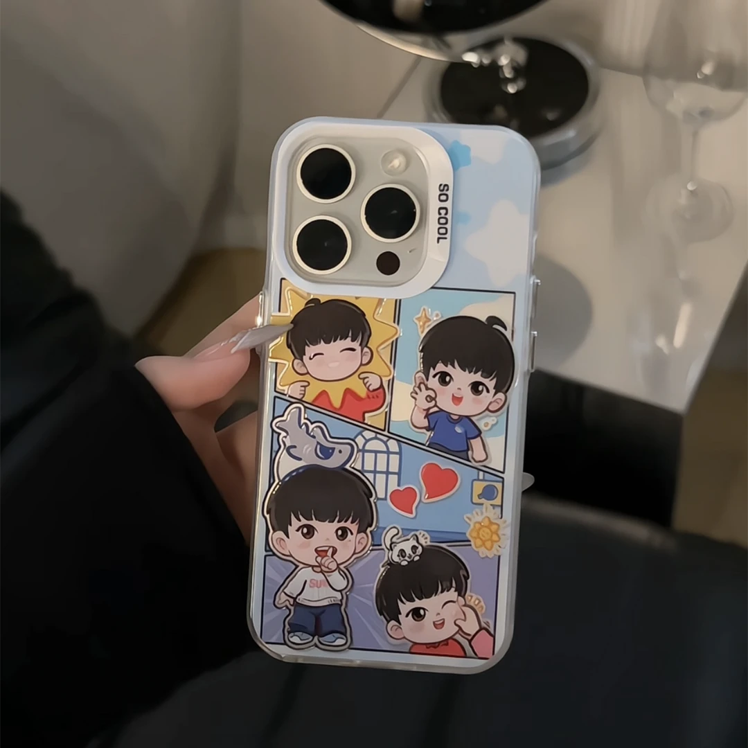 卡通q版莎莎适用苹果17华为p70vivo小米15oppo磨砂彩银手机壳