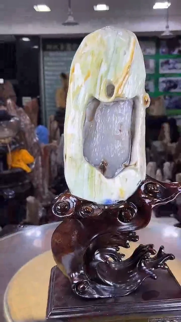 缅甸天然树化玉摆件