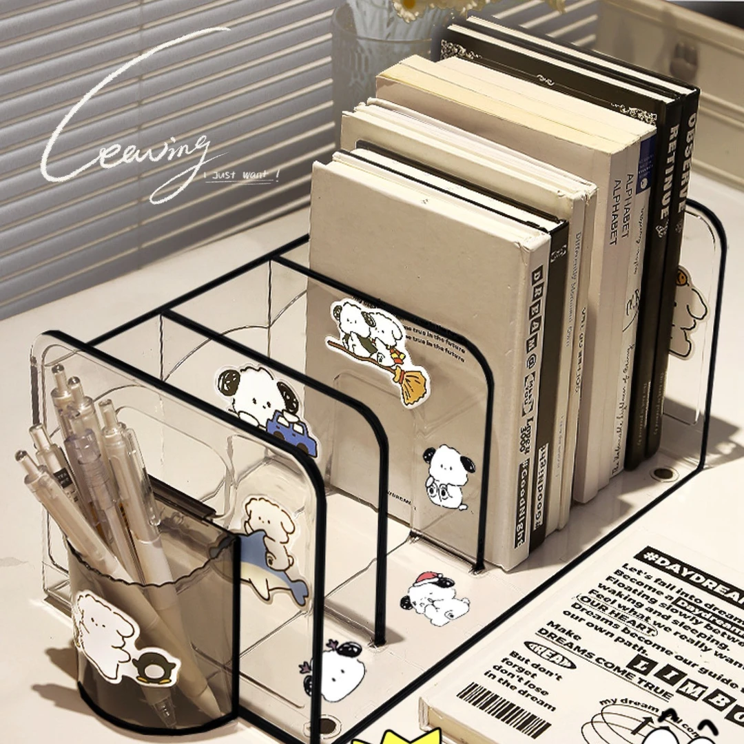 桌面书立架透明隔挡板书架书本整理神器收纳置物夹书固定器学生LX