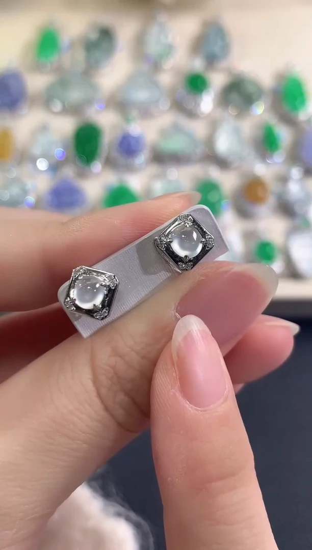 18K金镶嵌翡翠耳饰b35多样性一件发货