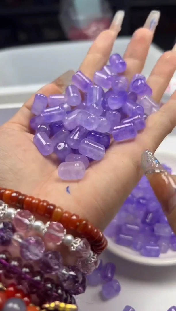 未镶嵌颈饰碧玺w1737紫碧玺管珠12*8mm*10颗