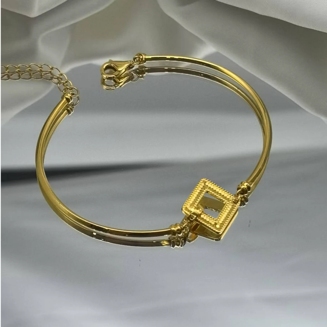 925银银制品 AU750K黄方糖半镯