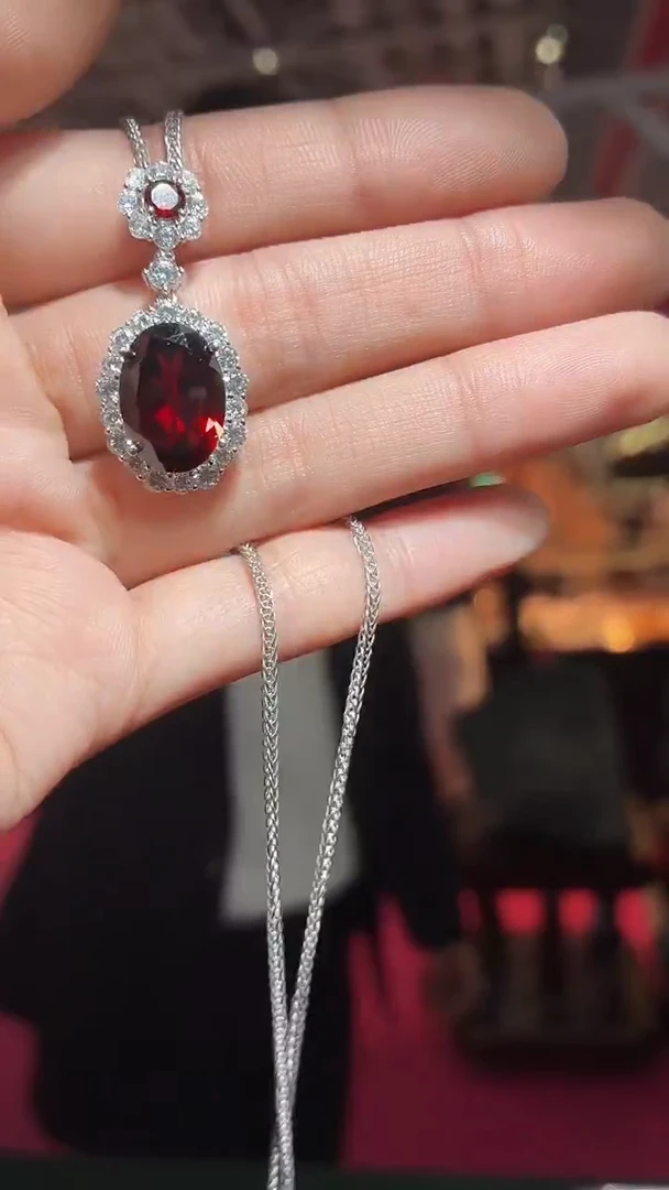 颈饰银S925镶嵌石榴石（扎德严选）