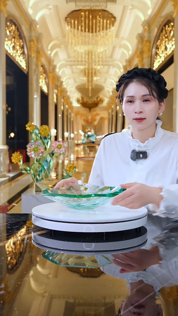 摆件AJ1111076翠绿色琉璃果盘