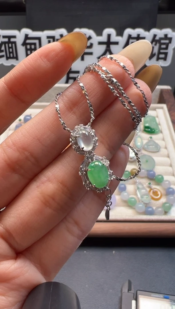 项链银S925镶嵌翡翠 缅甸珠宝严选