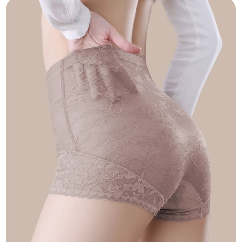 三角内裤性感蕾丝薄款柔软透气内裤女士高腰收腹加压提臀裤2345