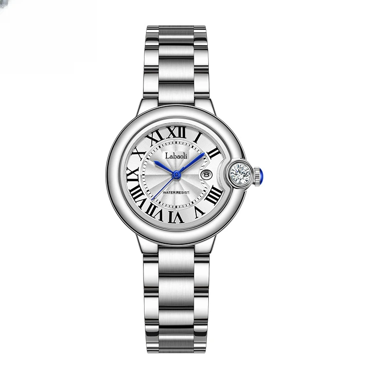 拉宝丽(Labaoli) 女士腕表时尚潮流百搭女表日历款（小青）双