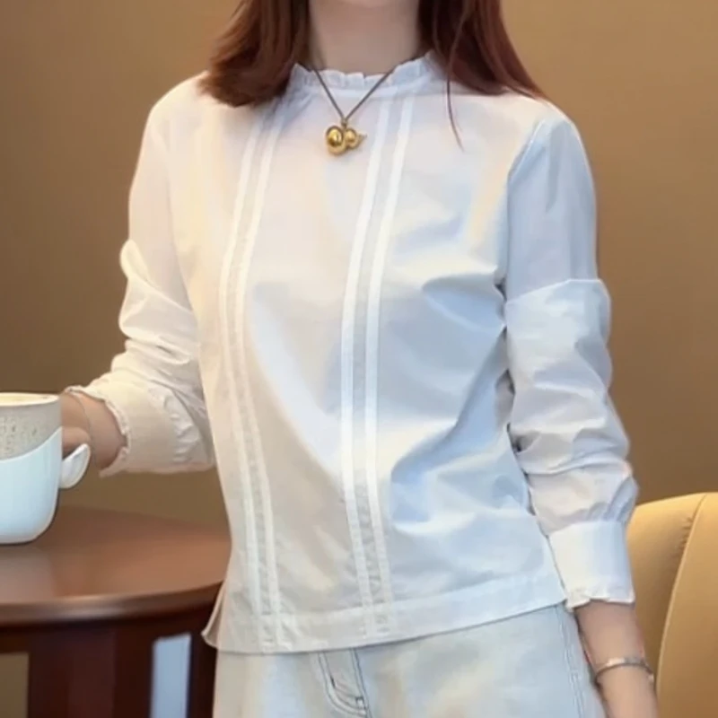 法式田园花边领衬衫文艺百搭气质宽松女上衣LK2505779