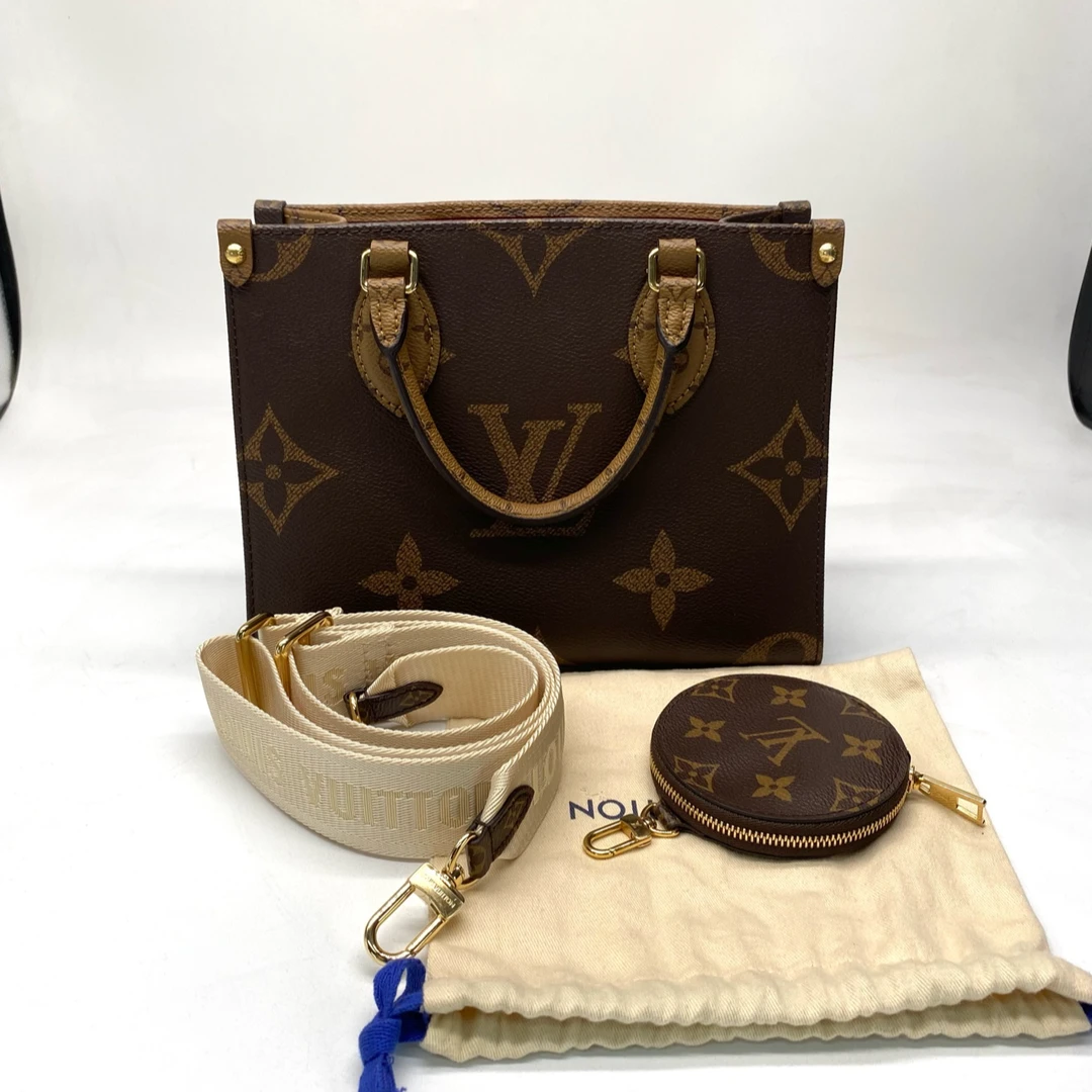 99新 LouisVuitton/路易威登 小号托特包棕色老花拼色手提斜挎包