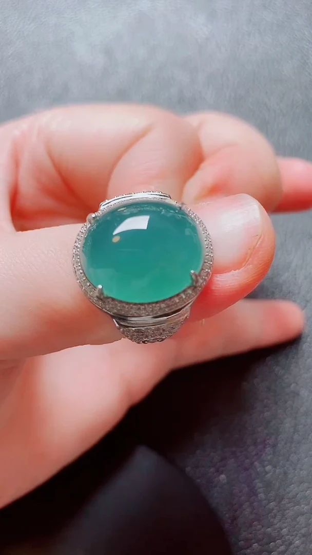 银S925镶嵌戒指翡翠翡翠