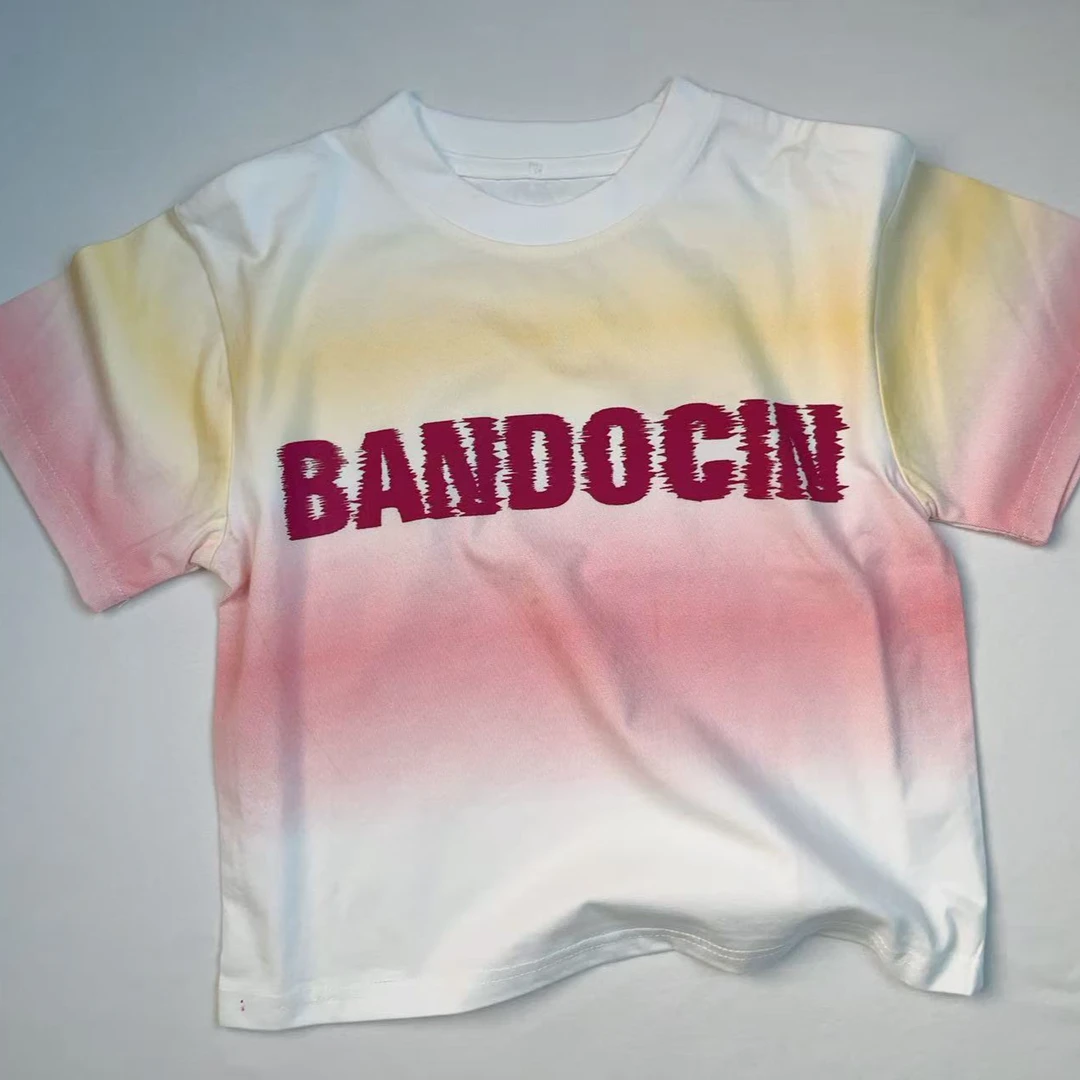 夏新款款儿童短袖中大童男女童上衣半袖满印休闲T恤圆领夏季