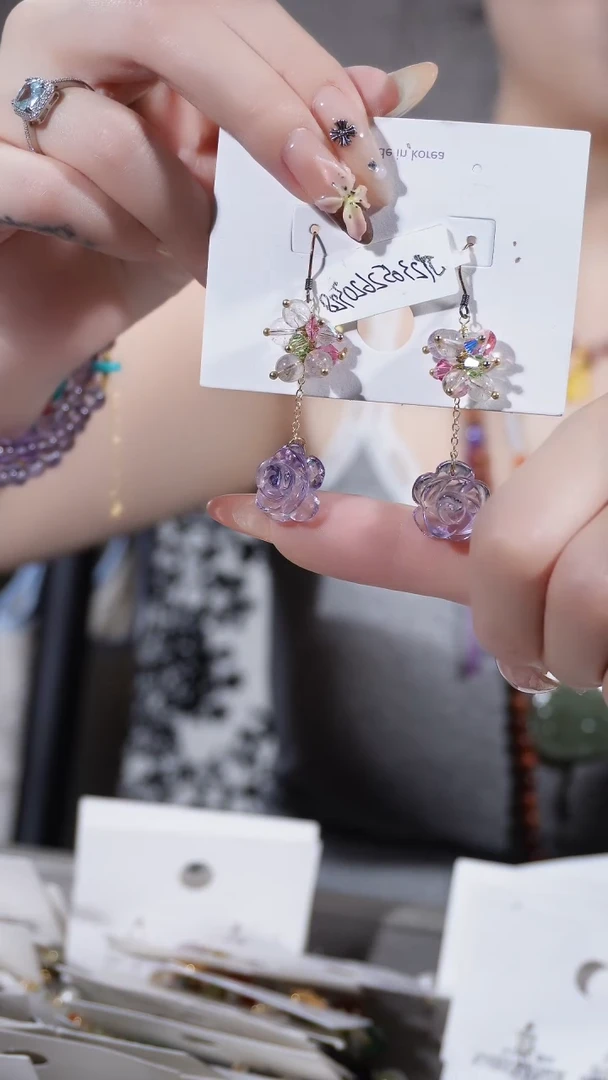 紫晶耳饰银S925镶嵌耳环