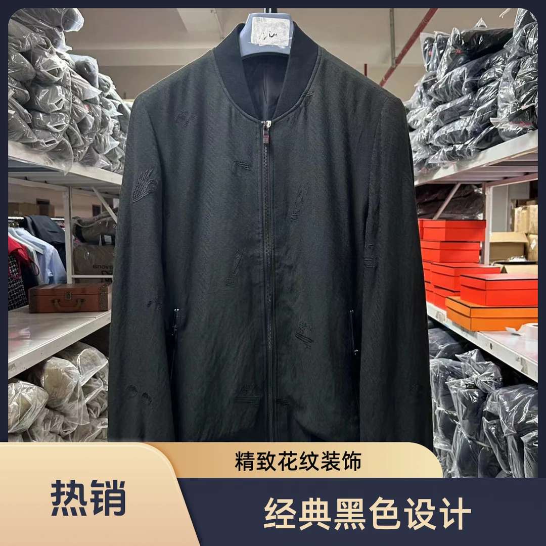 春秋秋季渐变简约风棒球领男夹克男装简约黑色休闲立领茄克505