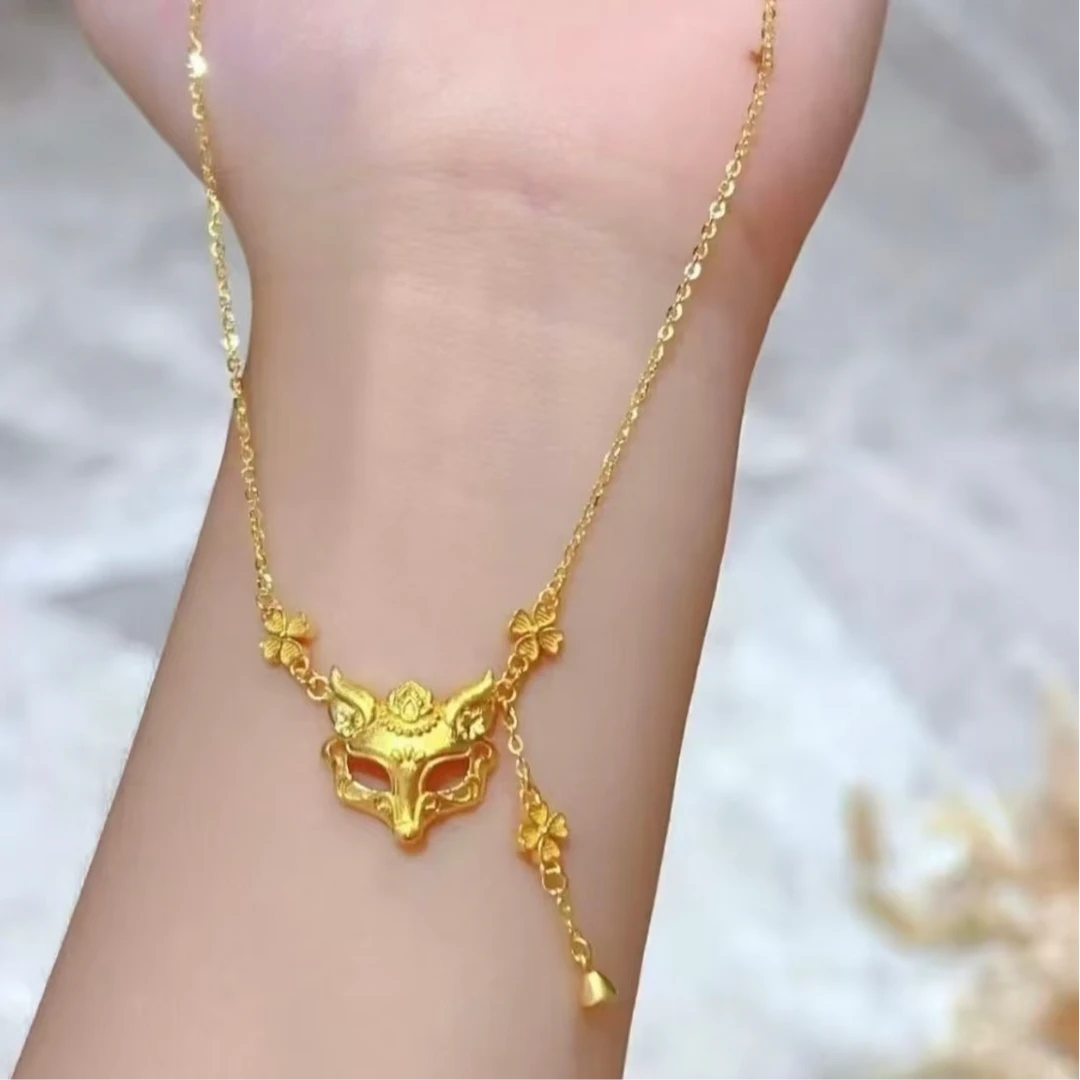 【中国黄金】足金定制款小狐狸面具手链+项链（定制款不退不换）