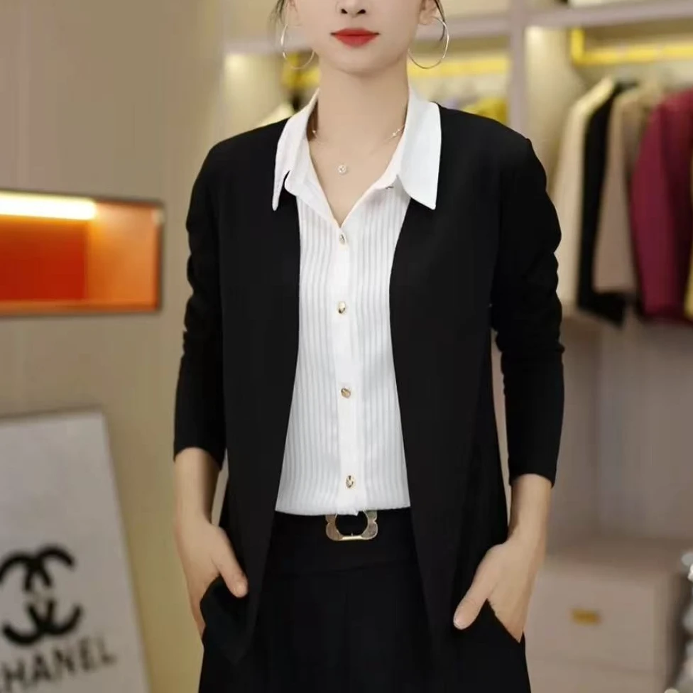 【现货】2025春秋季显瘦气质两件套衬衫长袖开衫时尚休闲百搭小衫女