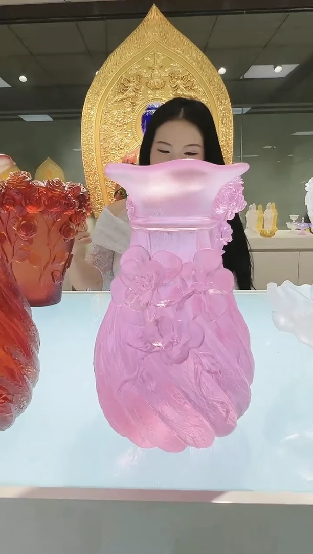 手工艺品琉璃古法琉璃梅花花瓶