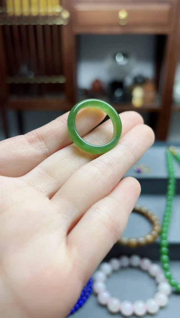 【闪购商品】和田玉指环未镶嵌碧玉指环20#SC