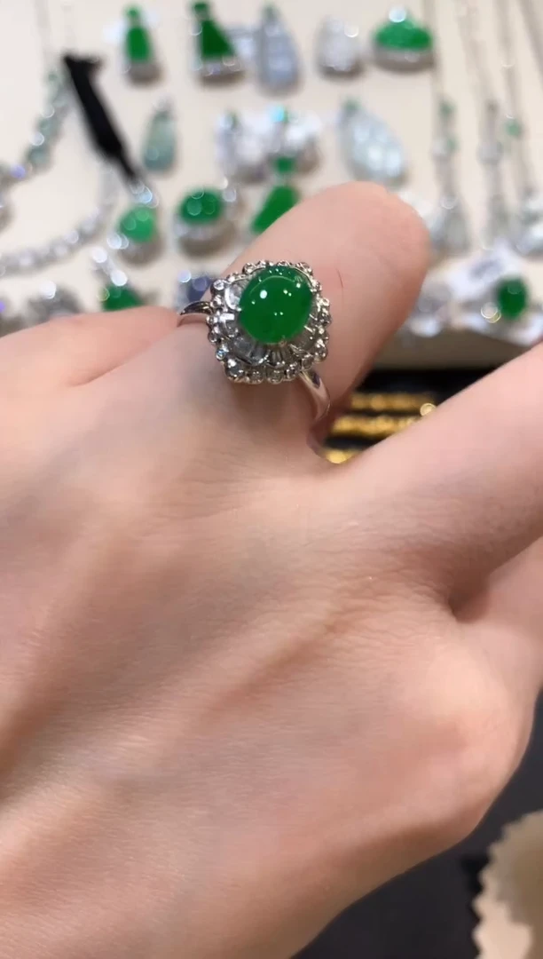 翡翠戒指18K金镶嵌b96多样性一件发货