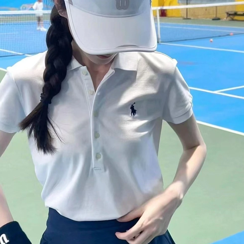 欧阳娜娜同款五粒扣夏季经典刺绣小马标百搭修身版POLO短袖