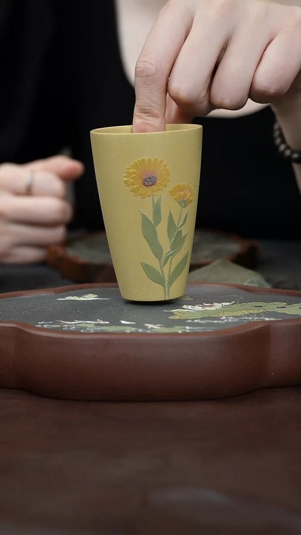 九隐茶器本绿小雏菊主人杯