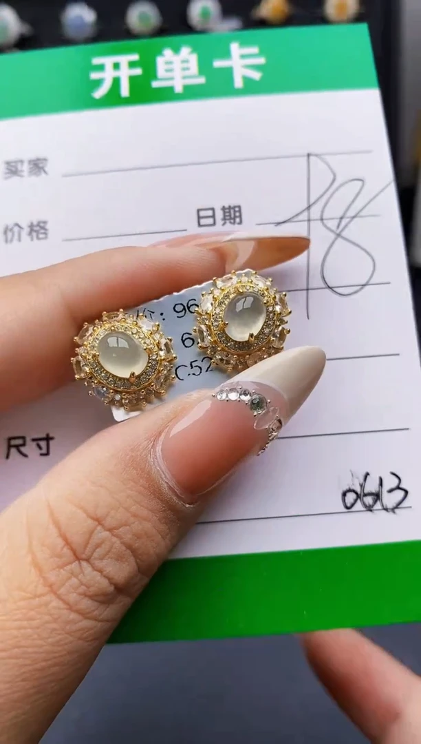 翡翠戒指银S925镶嵌0613