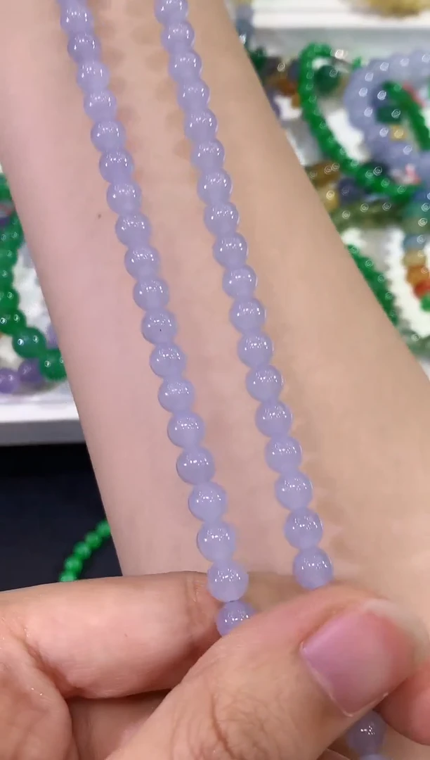 未镶嵌手串翡翠 紫货有色差