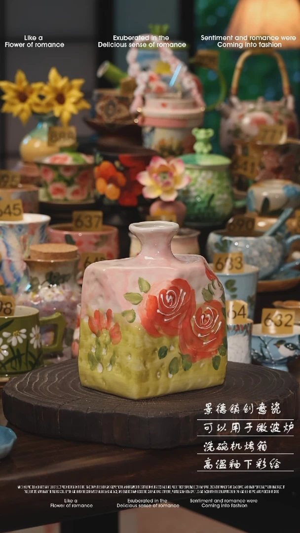 陶瓷景德镇高温釉下彩绘设计师款式