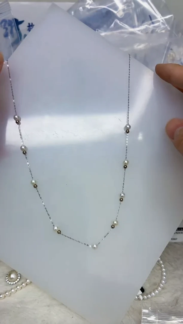 银S925镶嵌DA淡水珍珠满天星项链4-5 y125