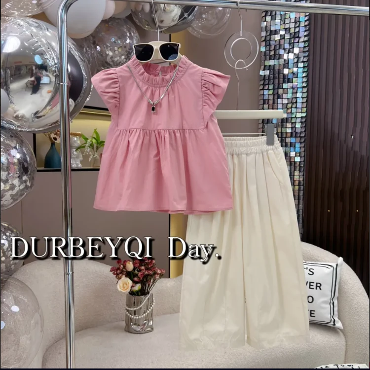 女童短袖套装夏装2025新款中大童洋气韩版无袖娃娃衫山本裤两件套