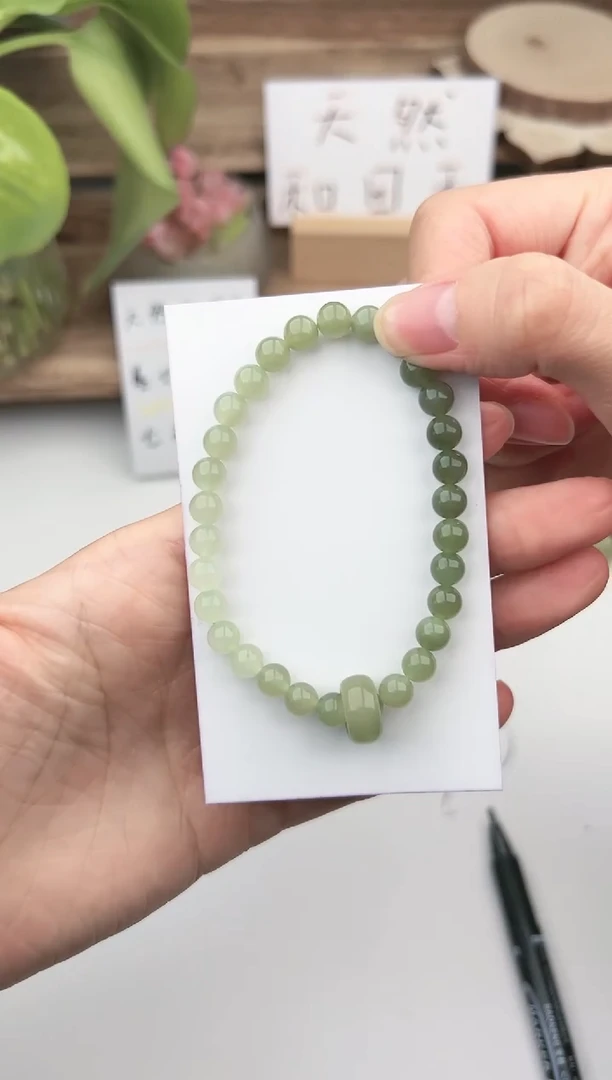 未镶嵌手串和田玉微色差L卡6mm