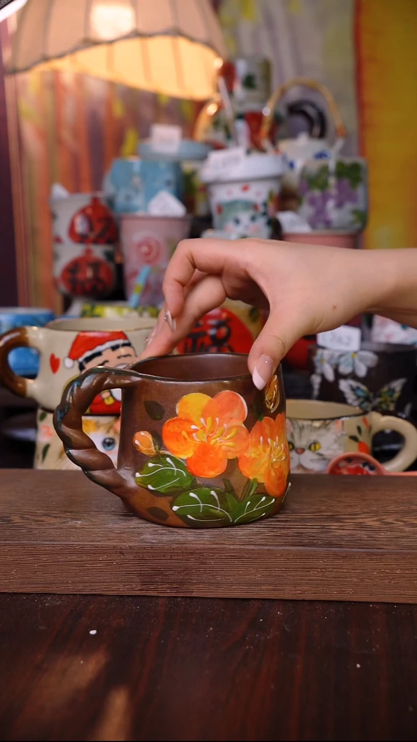 杯子陶泥垚手作 景德镇手工手绘陶瓷器物