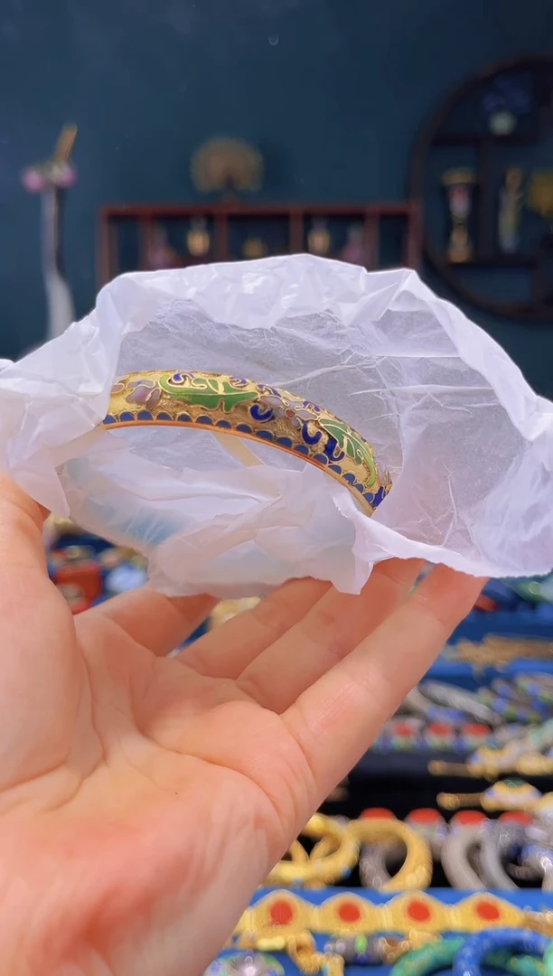 【闪购商品】非遗绝技 景泰蓝金地手镯 65圈 蓝