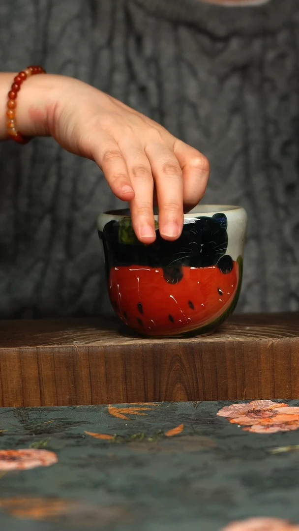 杯釉下彩手工手绘同款陶器