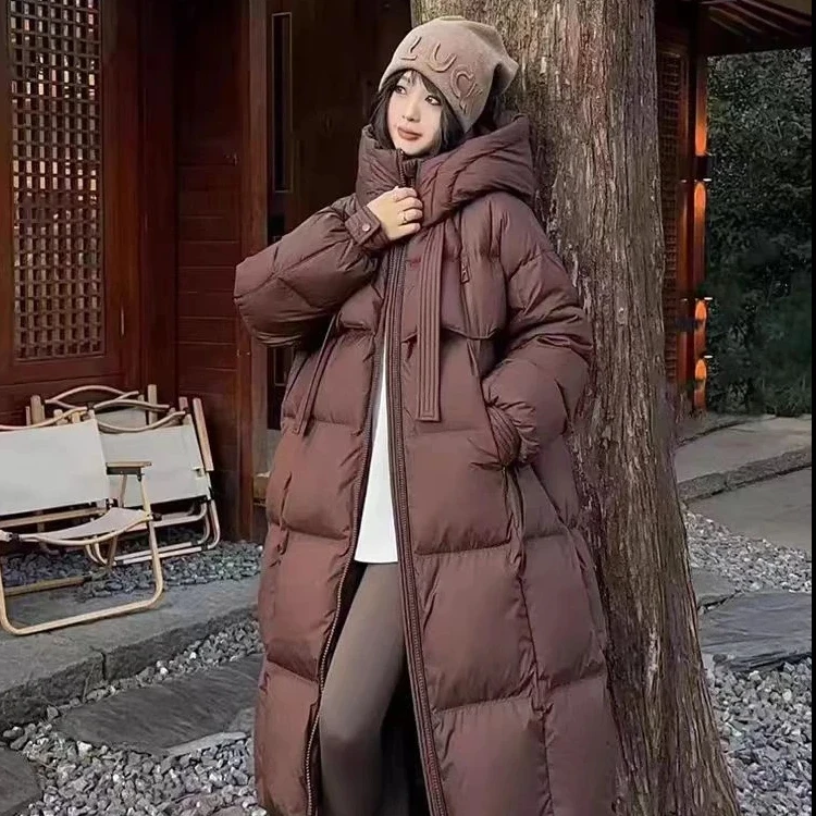 【反季清仓】飘带中长款修身休闲宽松时尚百搭羽绒服外套M Z