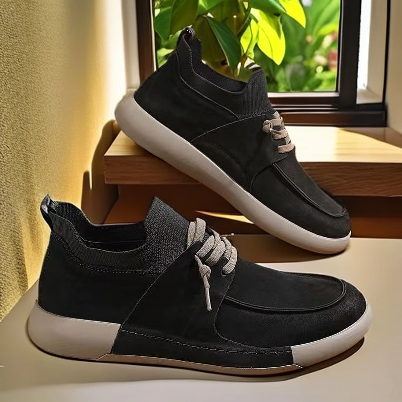 春秋款男士轻便复古耐脏一脚蹬男鞋软底透气休闲板鞋潮鞋