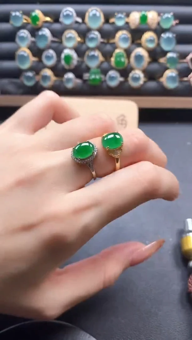 银S925镶嵌戒指翡翠51511