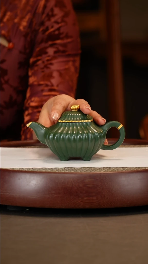 【闪购商品】紫砂茶壶【鲍宜明】绿泥筋纹四方传炉