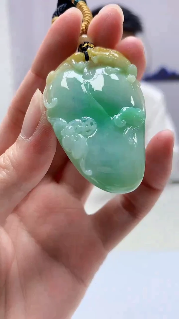 【闪购商品】定制翡翠未镶嵌5028zm-毛货挂件69福在眼前