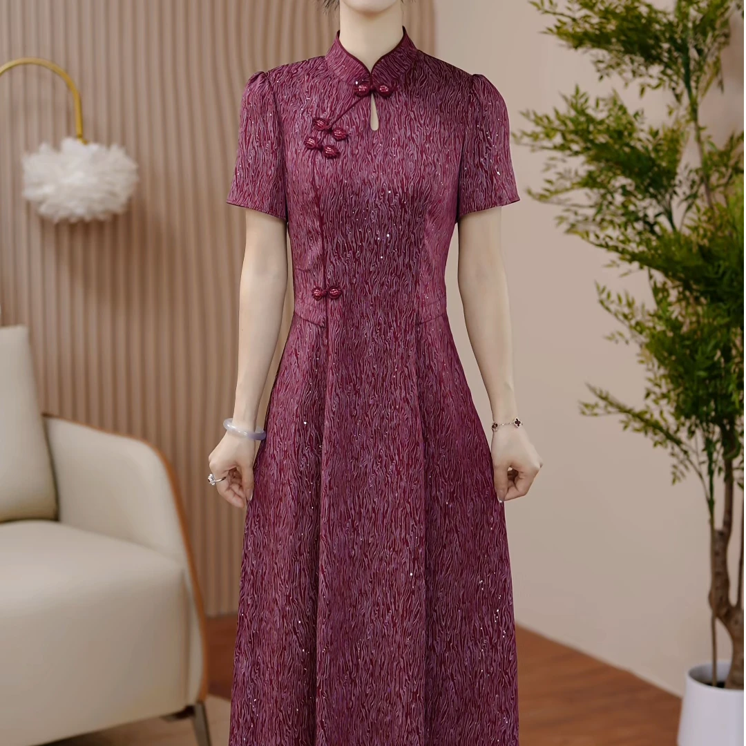 【芊恩女装】X2576夏季新款改良新中式旗袍连衣裙遮肚子收腰显气质